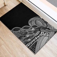 Samoan DNA Art Tattoo Rubber Doormat Polynesian Pattern Black Color