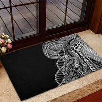 Samoan DNA Art Tattoo Rubber Doormat Polynesian Pattern Black Color