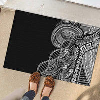 Samoan DNA Art Tattoo Rubber Doormat Polynesian Pattern Black Color