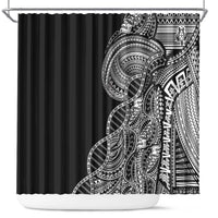 Samoan DNA Art Tattoo Shower Curtain Polynesian Pattern Black Color