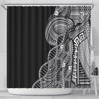 Samoan DNA Art Tattoo Shower Curtain Polynesian Pattern Black Color