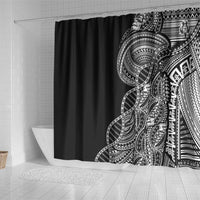 Samoan DNA Art Tattoo Shower Curtain Polynesian Pattern Black Color