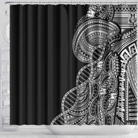 Samoan DNA Art Tattoo Shower Curtain Polynesian Pattern Black Color