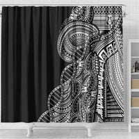 Samoan DNA Art Tattoo Shower Curtain Polynesian Pattern Black Color