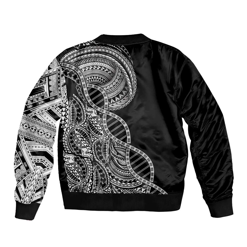 Samoan DNA Art Tattoo Sleeve Zip Bomber Jacket Polynesian Pattern Black Color LT03 - Polynesian Pride
