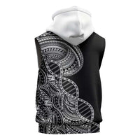 Samoan DNA Art Tattoo Sleeveless Hoodie Polynesian Pattern Black Color