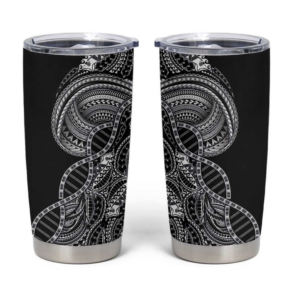 Samoan DNA Art Tattoo Tumbler Cup Polynesian Pattern Black Color