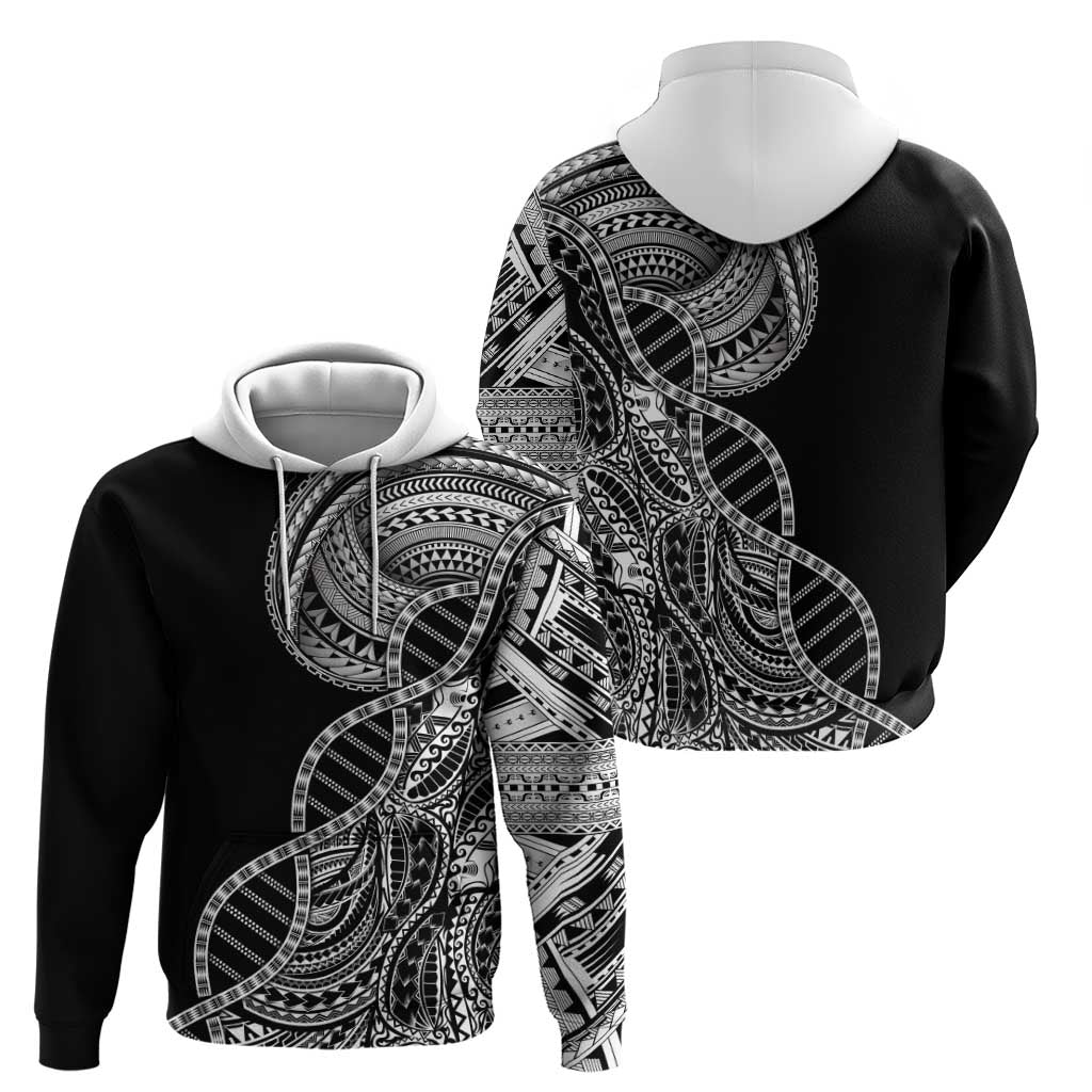 Samoan DNA Art Tattoo Zip Hoodie Polynesian Pattern Black Color LT03 - Polynesian Pride