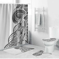 Samoan DNA Art Tattoo Bathroom Set Polynesian Pattern White Color