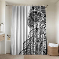 Samoan DNA Art Tattoo Bathroom Set Polynesian Pattern White Color