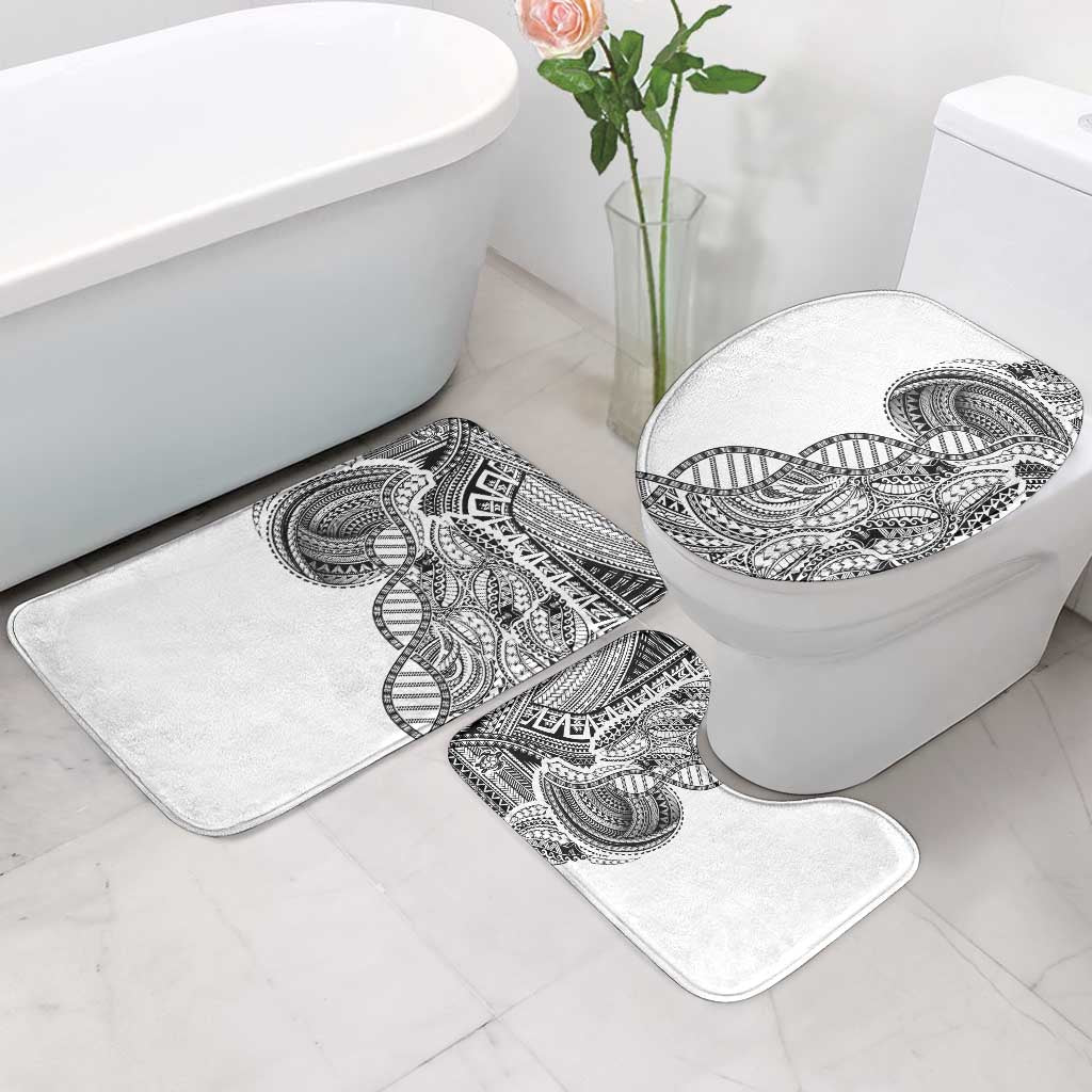 Samoan DNA Art Tattoo Bathroom Set Polynesian Pattern White Color