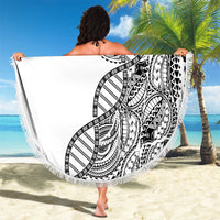 Samoan DNA Art Tattoo Beach Blanket Polynesian Pattern White Color