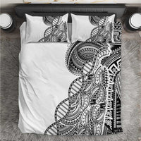 Samoan DNA Art Tattoo Bedding Set Polynesian Pattern White Color