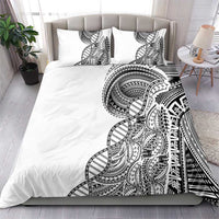 Samoan DNA Art Tattoo Bedding Set Polynesian Pattern White Color