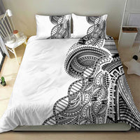 Samoan DNA Art Tattoo Bedding Set Polynesian Pattern White Color