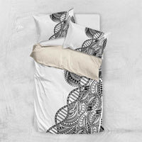 Samoan DNA Art Tattoo Bedding Set Polynesian Pattern White Color