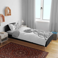 Samoan DNA Art Tattoo Bedding Set Polynesian Pattern White Color