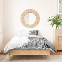 Samoan DNA Art Tattoo Bedding Set Polynesian Pattern White Color