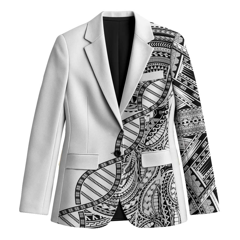 Samoan DNA Art Tattoo Blazer Polynesian Pattern White Color