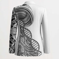 Samoan DNA Art Tattoo Blazer Polynesian Pattern White Color