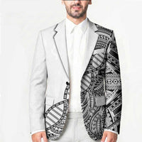 Samoan DNA Art Tattoo Blazer Polynesian Pattern White Color