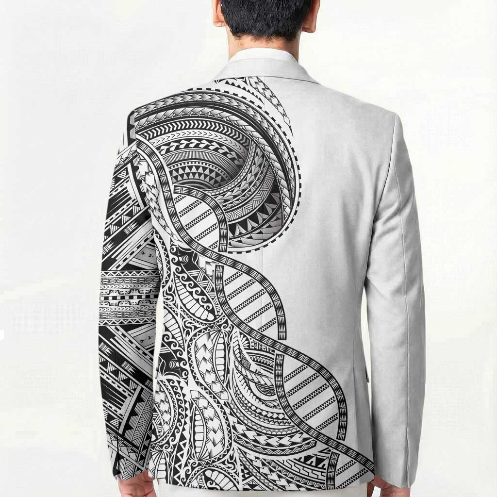 Samoan DNA Art Tattoo Blazer Polynesian Pattern White Color