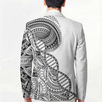 Samoan DNA Art Tattoo Blazer Polynesian Pattern White Color