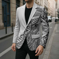 Samoan DNA Art Tattoo Blazer Polynesian Pattern White Color