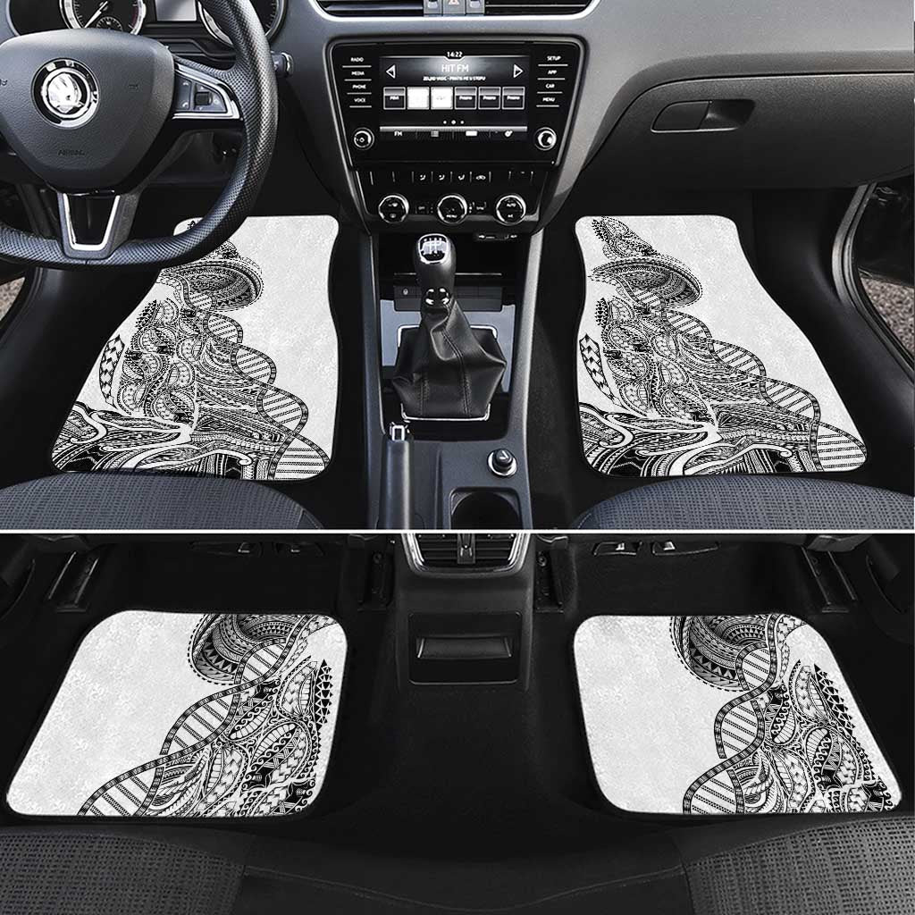Samoan DNA Art Tattoo Car Mats Polynesian Pattern White Color
