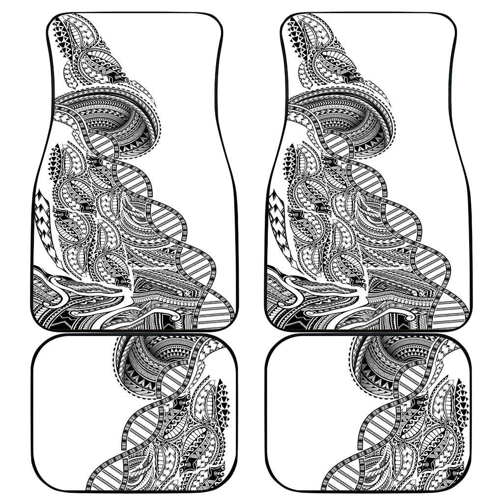 Samoan DNA Art Tattoo Car Mats Polynesian Pattern White Color