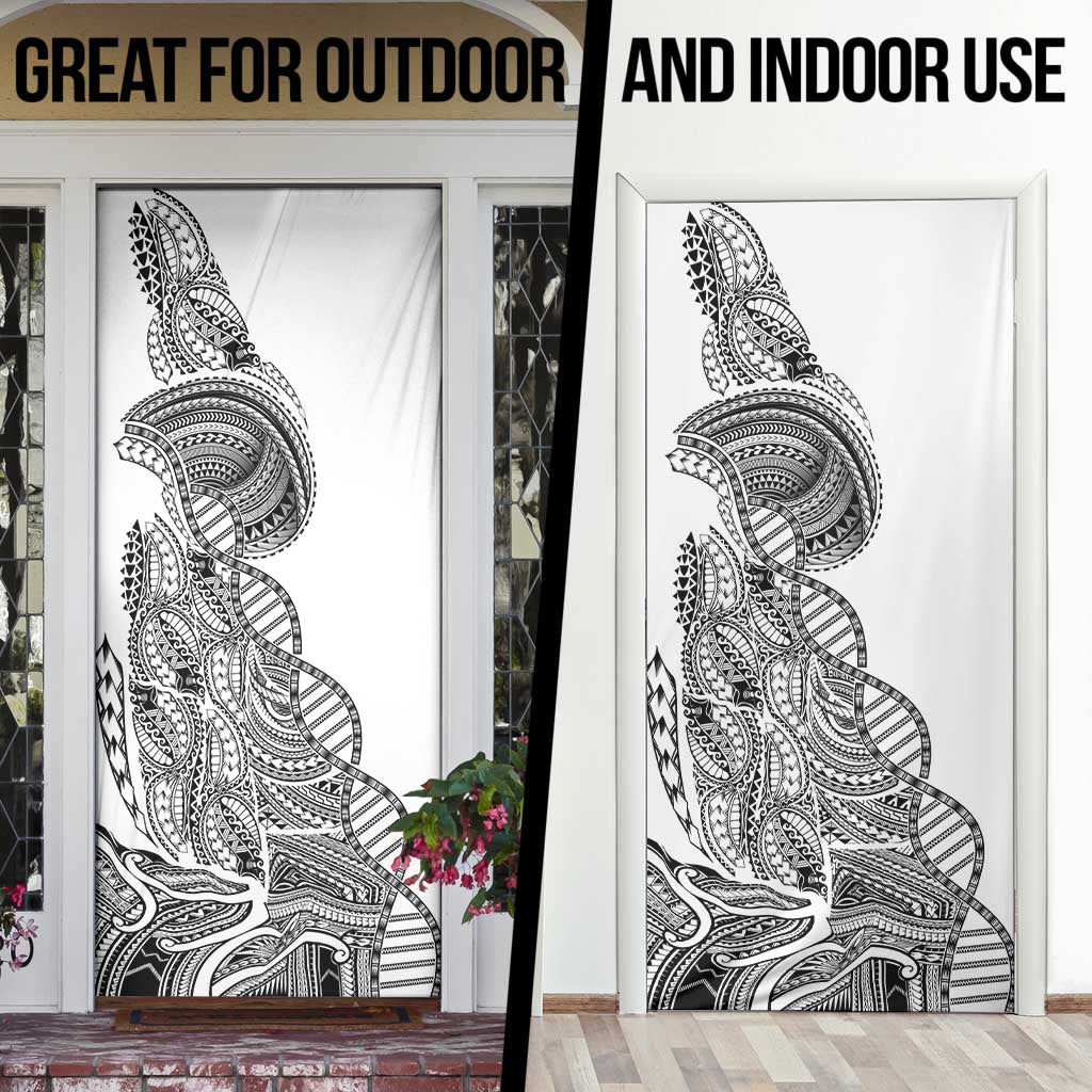 Samoan DNA Art Tattoo Door Cover Polynesian Pattern White Color