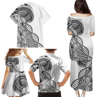 Samoan DNA Art Tattoo Family Matching Puletasi and Hawaiian Shirt Polynesian Pattern White Color LT03 - Polynesian Pride
