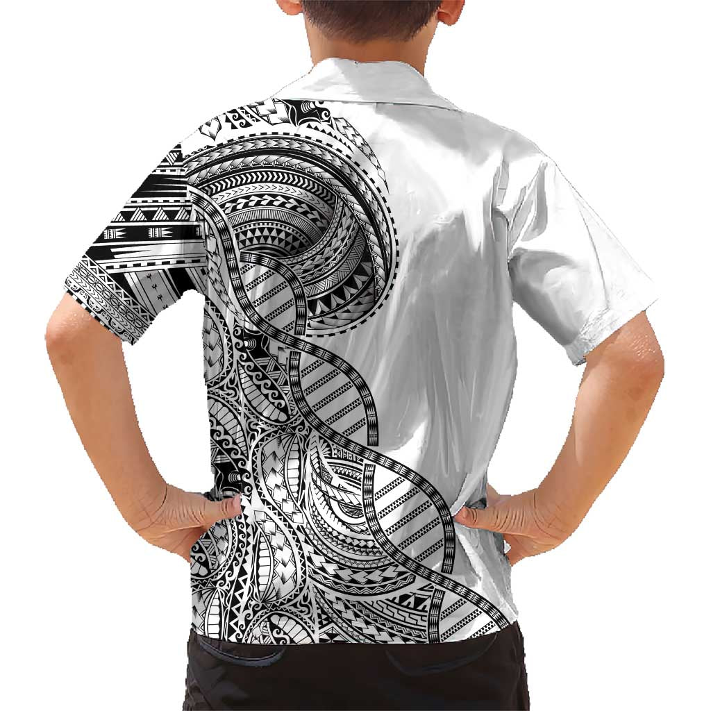 Samoan DNA Art Tattoo Family Matching Tank Maxi Dress and Hawaiian Shirt Polynesian Pattern White Color LT03 - Polynesian Pride