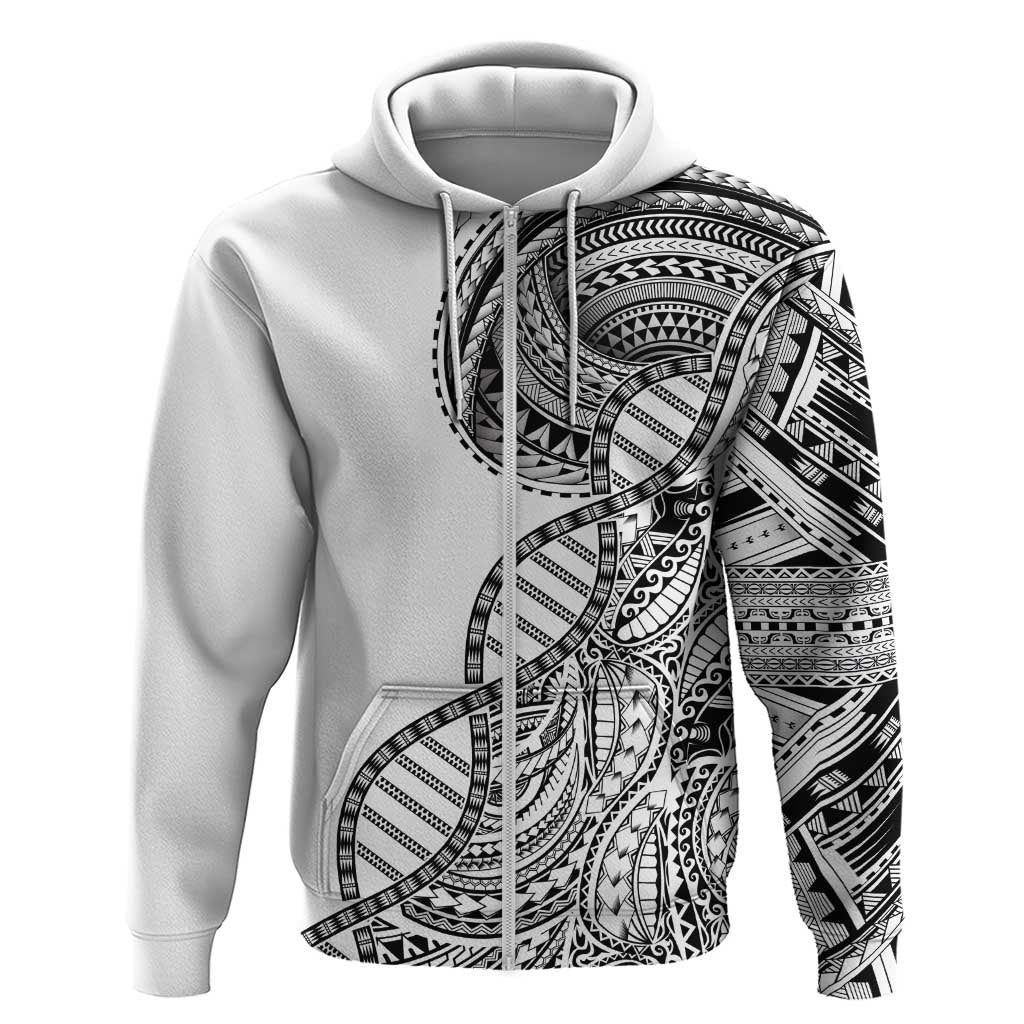 Samoan DNA Art Tattoo Hoodie Polynesian Pattern White Color
