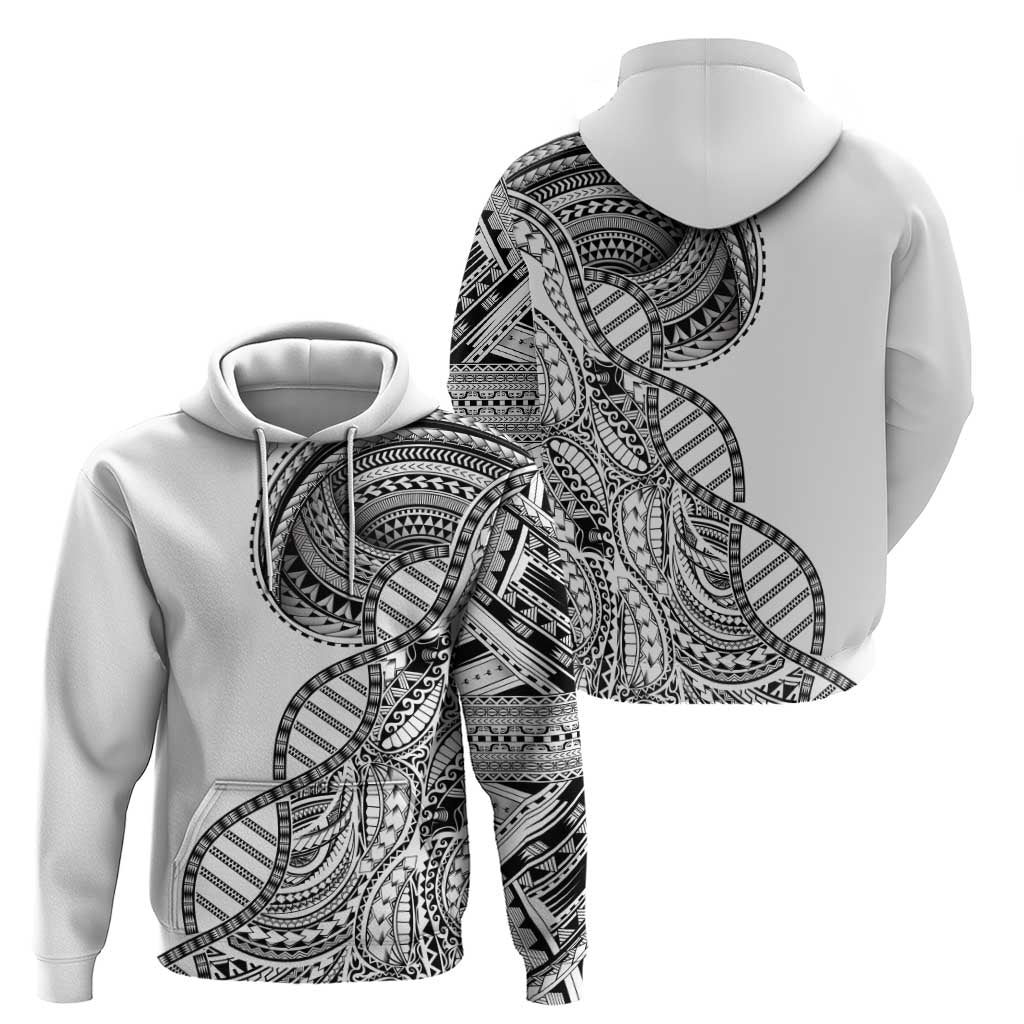Samoan DNA Art Tattoo Hoodie Polynesian Pattern White Color