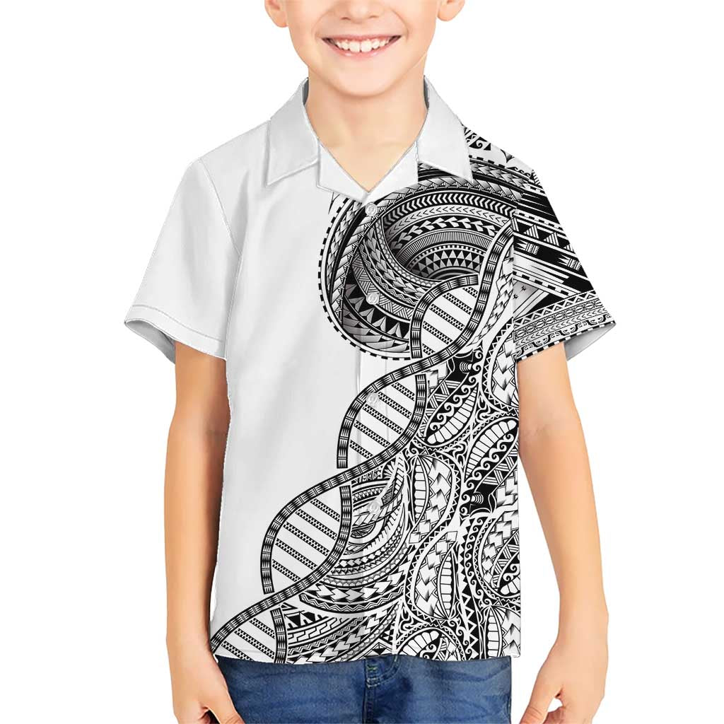 Samoan DNA Art Tattoo Kid Hawaiian Shirt Polynesian Pattern White Color