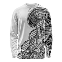 Samoan DNA Art Tattoo Long Sleeve Shirt Polynesian Pattern White Color