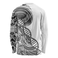 Samoan DNA Art Tattoo Long Sleeve Shirt Polynesian Pattern White Color