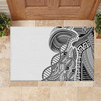 Samoan DNA Art Tattoo Rubber Doormat Polynesian Pattern White Color