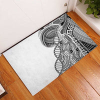 Samoan DNA Art Tattoo Rubber Doormat Polynesian Pattern White Color