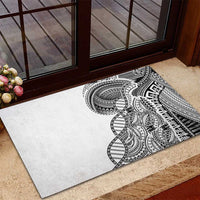 Samoan DNA Art Tattoo Rubber Doormat Polynesian Pattern White Color