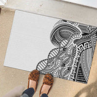 Samoan DNA Art Tattoo Rubber Doormat Polynesian Pattern White Color