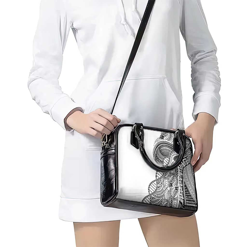 Samoan DNA Art Tattoo Shoulder Handbag Polynesian Pattern White Color