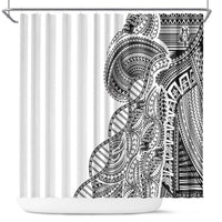 Samoan DNA Art Tattoo Shower Curtain Polynesian Pattern White Color