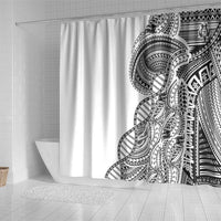 Samoan DNA Art Tattoo Shower Curtain Polynesian Pattern White Color