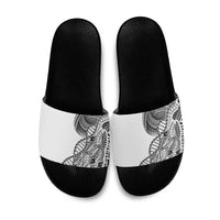Samoan DNA Art Tattoo Slide Sandals Polynesian Pattern White Color