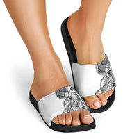 Samoan DNA Art Tattoo Slide Sandals Polynesian Pattern White Color