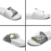 Samoan DNA Art Tattoo Slide Sandals Polynesian Pattern White Color
