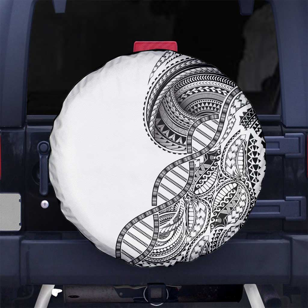 Samoan DNA Art Tattoo Spare Tire Cover Polynesian Pattern White Color LT03 No hole White - Polynesian Pride