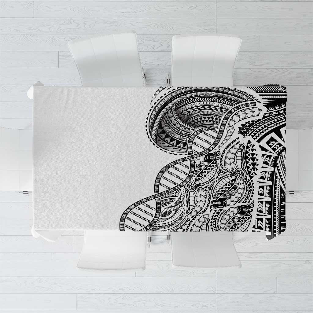 Samoan DNA Art Tattoo Tablecloth Polynesian Pattern White Color